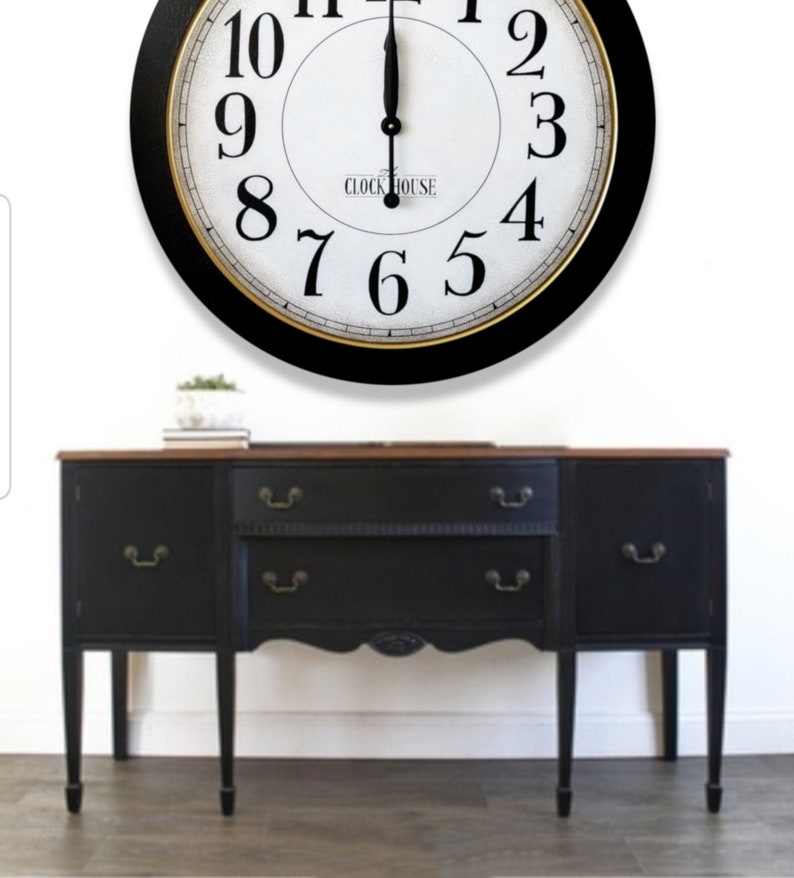 Big Wall Clock Large Wooden Black Framed - Oversized Wall Clock Black Big Wall Clock Large Wooden Black Framed - Oversized Wall Clock Black