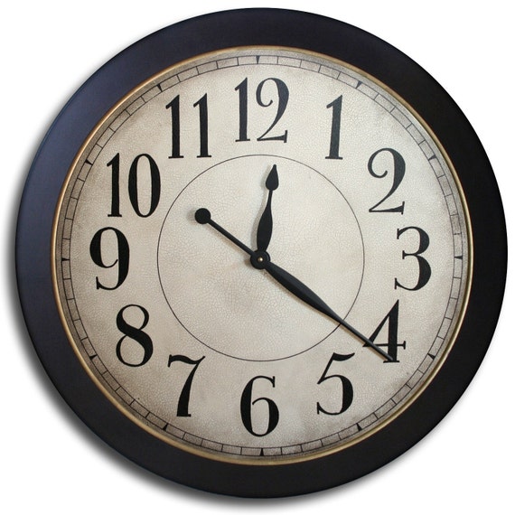 Items similar to Large Wall Clock 48in CAMBRIDGE LINEN black frame