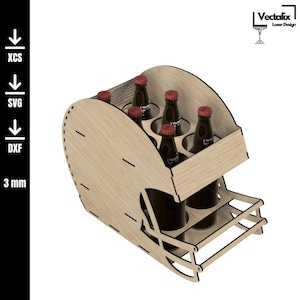 Portacervezas con forma de fútbol: archivo cortado con láser para madera de 3 mm | Archivos SVG, DXF y XCS | Casco de fútbol para portador de cerveza | Porta 6 botellas | Decoración para fiesta del Super Bowl