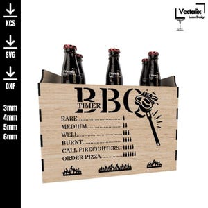 Beer Crate and Coasters: Engraved BBQ Timer Design - Digital Laser Cut Files