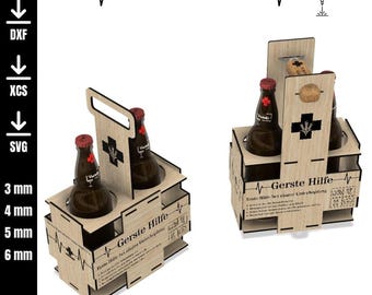 Archivo digital de corte láser | Portabotellas de cerveza Barley Help | SVG DXF XCS |