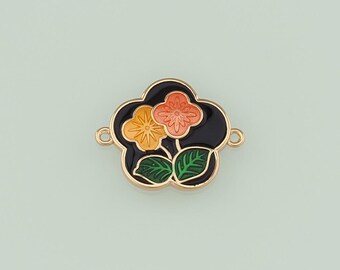 1pcs 18K Gold Filled Enamel Flower Pendant Connector Jewelry for DIY Jewelry Finding Necklace Bracelet NY-1836