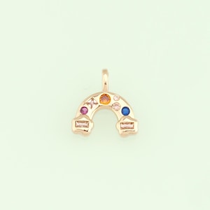 1pcs 18K Gold Filled CZ Rainbow Pendant Rainbow Charm for DIY Jewelry Finding Necklace Bracelet NY-1449