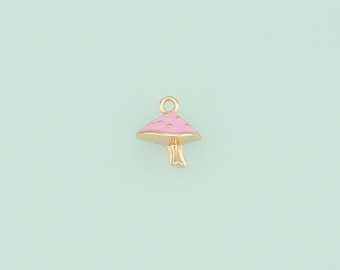 1pcs 18K Gold Filled Enamel Mushroom Pendant Charm for DIY Jewelry Finding Necklace Bracelet NY-261