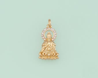 1pcs 18K Gold Filled CZ Buddha Pendant Buddhist Charm for DIY Jewelry Finding Necklace Bracelet NY-301