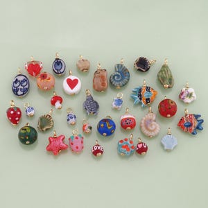 1pcs Flowers Ceramic Pendant Colorful Animal Shell Strawberry Ceramic Charm for DIY Jewelry Finding Necklace Bracelet RPL-172