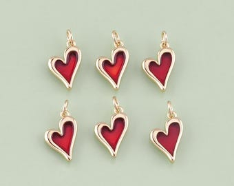 1pcs 18K Gold Filled Enamel Heart Pendant Heart Charm for DIY Jewelry Finding Necklace Bracelet NY-2201