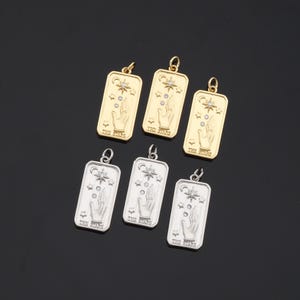 1 colgante de cartas del tarot rellenas de oro de 18 quilates con estrellas del tarot para hacer joyas, collares y pulseras, AD-806