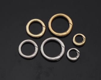 18K Gold Filled Round Carabiner Clasp,Carabiner Lock Connector,Spring Push Gate For DIY Jewelry Clasp Finding Necklace Bracelet