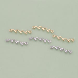 1pcs 18K Gold Filled Wave Pendant Connector Charm for DIY Jewelry Finding Necklace Bracelet AD2398
