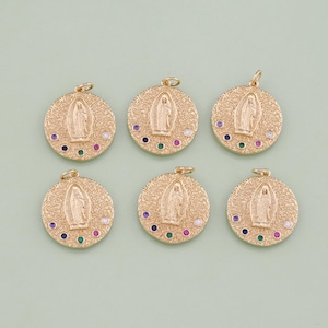 1pcs 18K Gold Filled Virgin Mary Pendant Our Lady Medallion Charm for DIY Religious Jewelry Finding Necklace Bracelet AD-1593