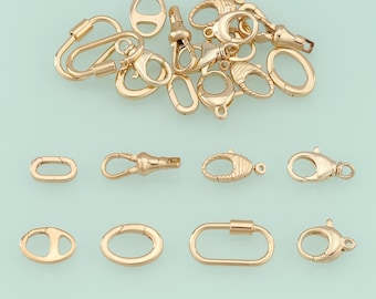 1pcs 18K Gold Filled Twisted Clasps,Lobster Clasp,Oval Clasp, Carabiner,Swivel Clasp, DIY Jewelry Supplies NY-275