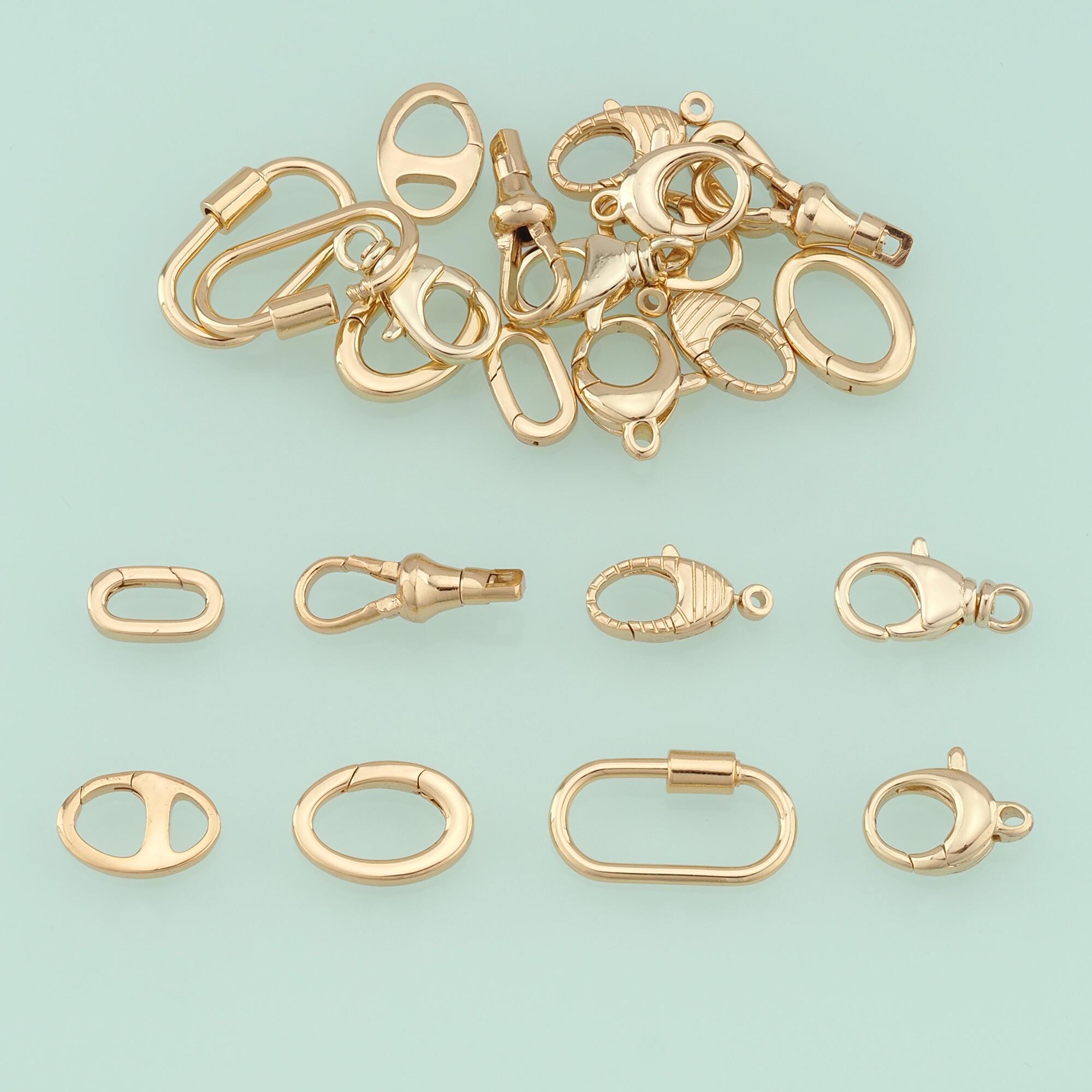1 Stück 18K Gold Filled Twisted-Verschlüsse, Karabinerverschluss, ovaler Verschluss, Karabiner, Drehverschluss, DIY Schmuckzubehör NY-275