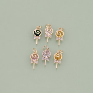 1pcs 18K Gold Filled Cute Lollipop Pendant Lollipop Charm for DIY Jewelry Finding Necklace Bracelet AD-2788