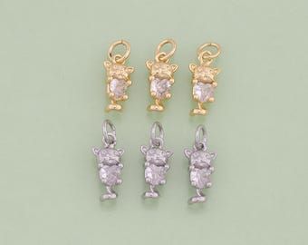 Boucles D'Oreilles Fantaisie Souris Love Argenté - 20x18 Mm - Neuf Sans Emballage