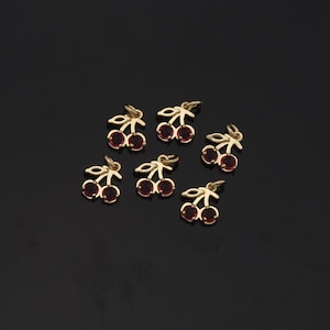 18K Gold Filled Cherry Pendant Fruit Charm for DIY Jewelry Finding Necklace Bracelet
