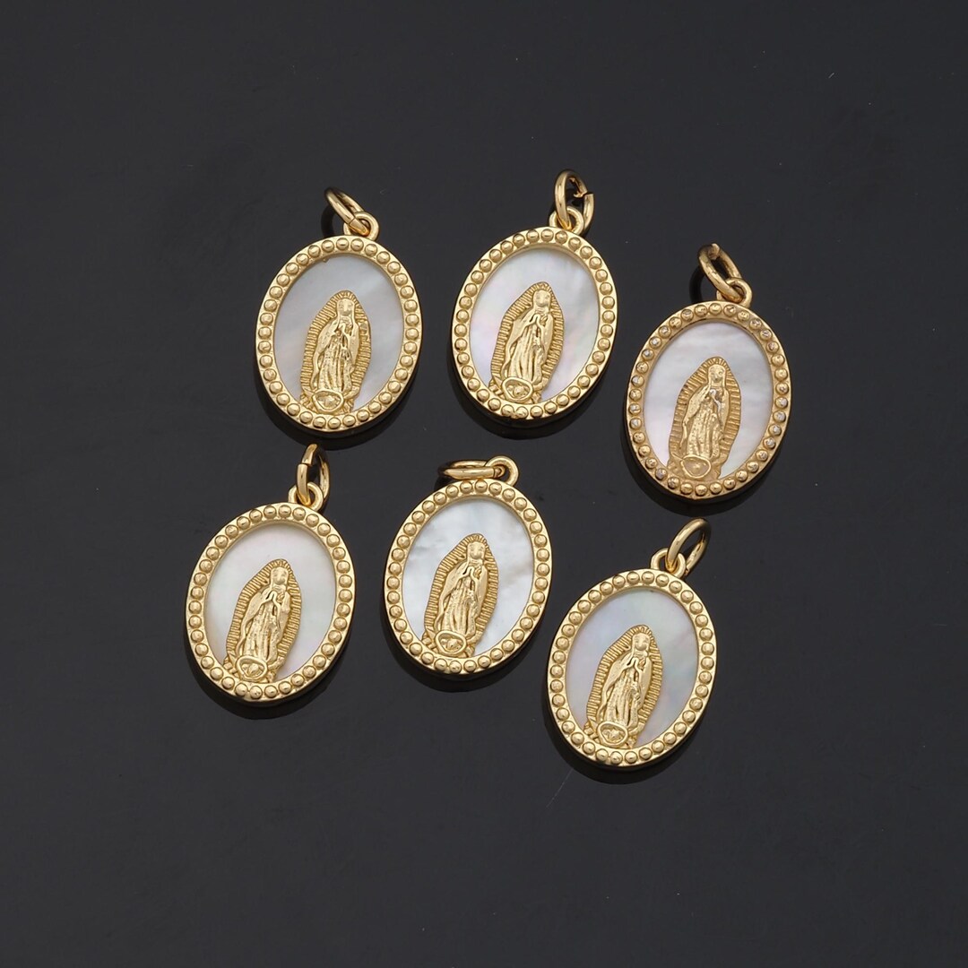 1pcs 18K Gold Filled Oval Virgin Mary Pendant Our Lady Charm for DIY ...