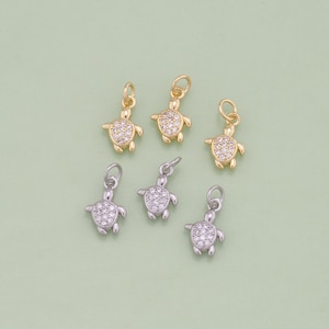 1pcs 18K Gold Filled CZ Turtle Pendant Turtle Charm for DIY Jewelry Finding Necklace Bracelet AD1758