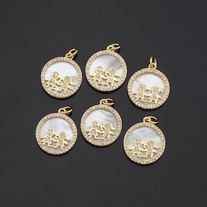 1pcs 18K Gold Filled Boy Girl Pendant Boy Girl Charm for DIY Jewelry Finding Necklace Bracelet AD-769