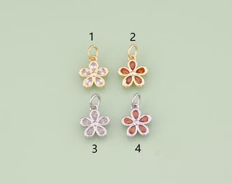 1pcs 18K Gold Filled CZ Flower Pendant Flower Charm for DIY Jewelry Finding Necklace Bracelet AD3367
