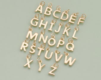 18K Gold Filled Buchstabe Anhänger Initial Charm für DIY Schmuck finden Halskette Armband