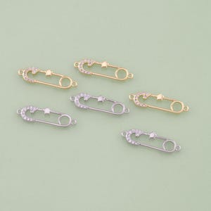 1pcs 18K Gold Filled CZ Safety Pin Pendant Safety Pin Charm For DIY Jewelry Clasp Finding Necklace Bracelet AD-2915