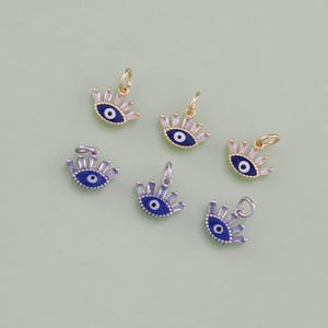 1pcs 18K Gold Filled Enamel Evil Eye Pendant Eyelash Charm for DIY Jewelry Finding Necklace Bracelet AD1542