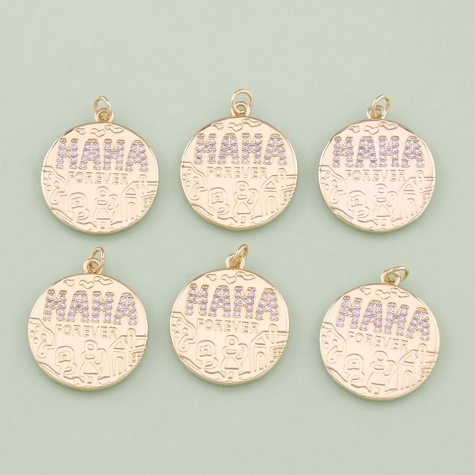 18K ゴールドフィルド CZ ママペンダント ママチャーム DIY ジュエリー