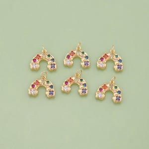 1pcs 18K Gold Filled CZ Rainbow Pendant Rainbow Charm for DIY Jewelry Finding Necklace Bracelet XT-254