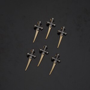 1pcs 18K Gold Filled Black Cross Sword Pendant Cross Charm for DIY Jewelry Finding Necklace Bracelet AD-373