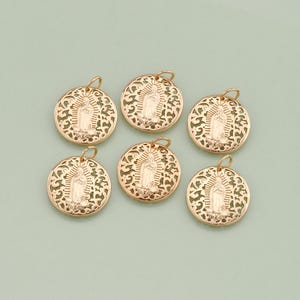 1pcs 18K Gold Filled Round Virgin Mary Pendant Our Lady Medallion Charm for DIY Religious Jewelry Finding Necklace Bracelet AD-996