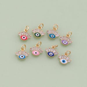 1pcs 18K Gold Filled Enamel Evil Eye Pendant Eyelash Charm for DIY Jewelry Finding Necklace Bracelet XT133