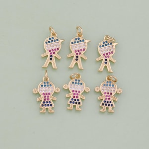 1pcs 18K Gold Filled Boy Girl Child Pendant Boy Girl Charm for DIY Jewelry Finding Necklace Bracelet AD-1596