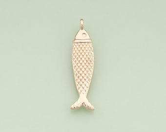 18K Gold Filled Fish Pendant Ocean Charm for DIY Jewelry Finding Necklace Bracelet NY-2477