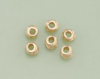 1pcs 18K Gold Filled Mini Round Spacer Beads Pendant Large Hole Beads Charm for DIY Jewelry Finding Necklace Bracelet Hole:2.5mm RPL-168