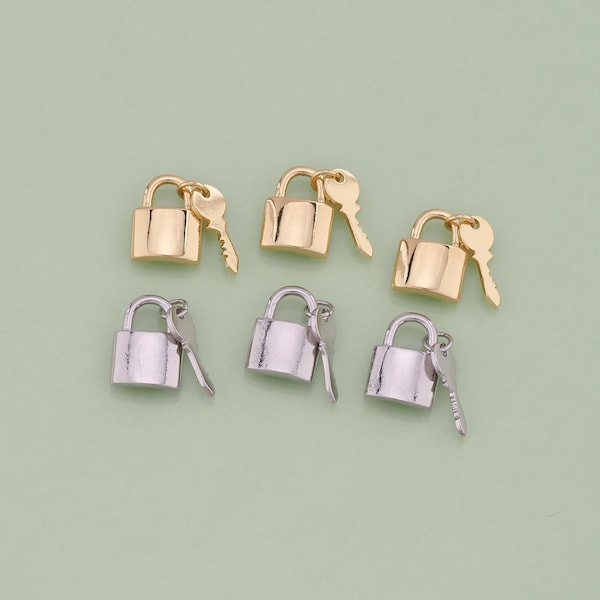 1pcs 18K Gold Filled Key Lock Pendant Key Lock Charm for DIY Jewelry Finding Necklace Bracelet AD1790