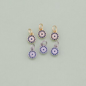 1pcs 18K Gold Filled Round Evil Eye Pendant Tiny Blue Evil Eye Charm for DIY Jewelry Finding Necklace Bracelet AD1592
