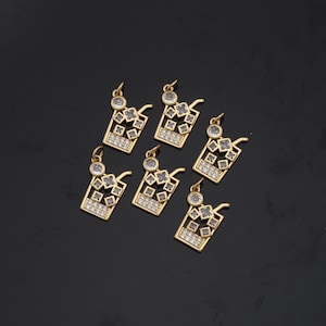 1pcs 18K Gold Filled Milk Tea Pendant Drinks Charm for DIY Jewelry Finding Necklace Bracelet AD-425