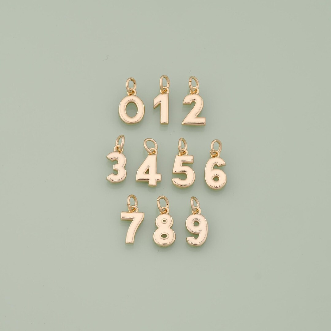 1pcs 18K Gold Filled Number Pendant Number Charm for DIY Jewelry ...