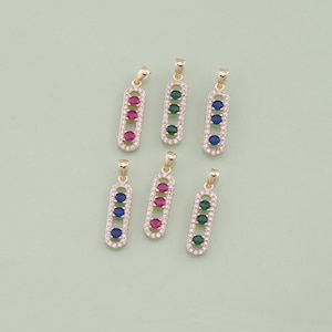 1pcs 18K Gold Filled CZ Oval Pendant Charm for DIY Jewelry Finding Necklace Bracelet RPL-65