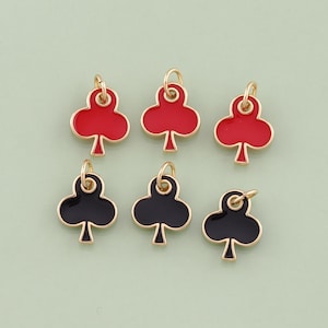 1pcs 18K Gold Filled Enamel Poker Pendant Poker Charm for DIY Jewelry Finding Necklace Bracelet AD-2894