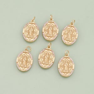 1pcs 18K Gold Filled CZ Virgin Mary Pendant Our Lady Medallion Charm for DIY Religious Jewelry Finding Necklace Bracelet RPL-120