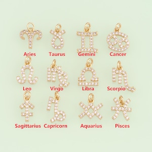 1pcs 18K Gold Filled CZ Constellation Zodiac Pendant Jewelry for DIY Jewelry Necklace Bracelet NY-1619