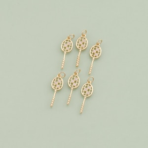 1pcs 18K Gold Filled Badminton Racket Pendant Badminton Charm for DIY Jewelry Finding Necklace Bracelet XT123
