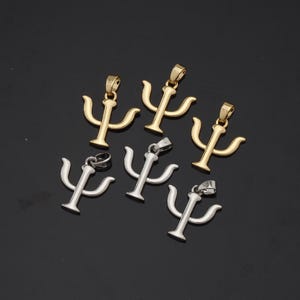 1 Stück 18K Gold Filled griechischer Buchstabe Anhänger Neptun Symbol Charm für DIY Schmuck finden Halskette Armband AD-492
