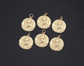 1 pz 18K oro riempito ciondolo cuore sacro per fai da te gioielli trovare collana braccialetto AD-253