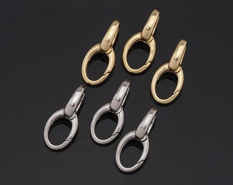18K Gold Filled Oval Carabiner Clasp,Carabiner Lock Connector,Spring Push Gate For DIY Jewelry Clasp Finding Necklace Bracelet