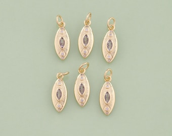 1pcs 18K Gold Filled CZ Oval Pendant Charm for DIY Jewelry Finding Necklace Bracelet AD-2874