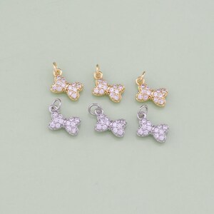 1pcs 18K Gold Filled Bow Pendant Mini CZ Bow Charm for DIY Jewelry Finding Necklace Bracelet AD1497