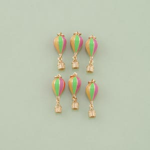 1pcs 18K Gold Filled Enamel Hot Air Balloon Pendant Hot Air Balloon Charm for DIY Jewelry Finding Necklace Bracelet AD-2937